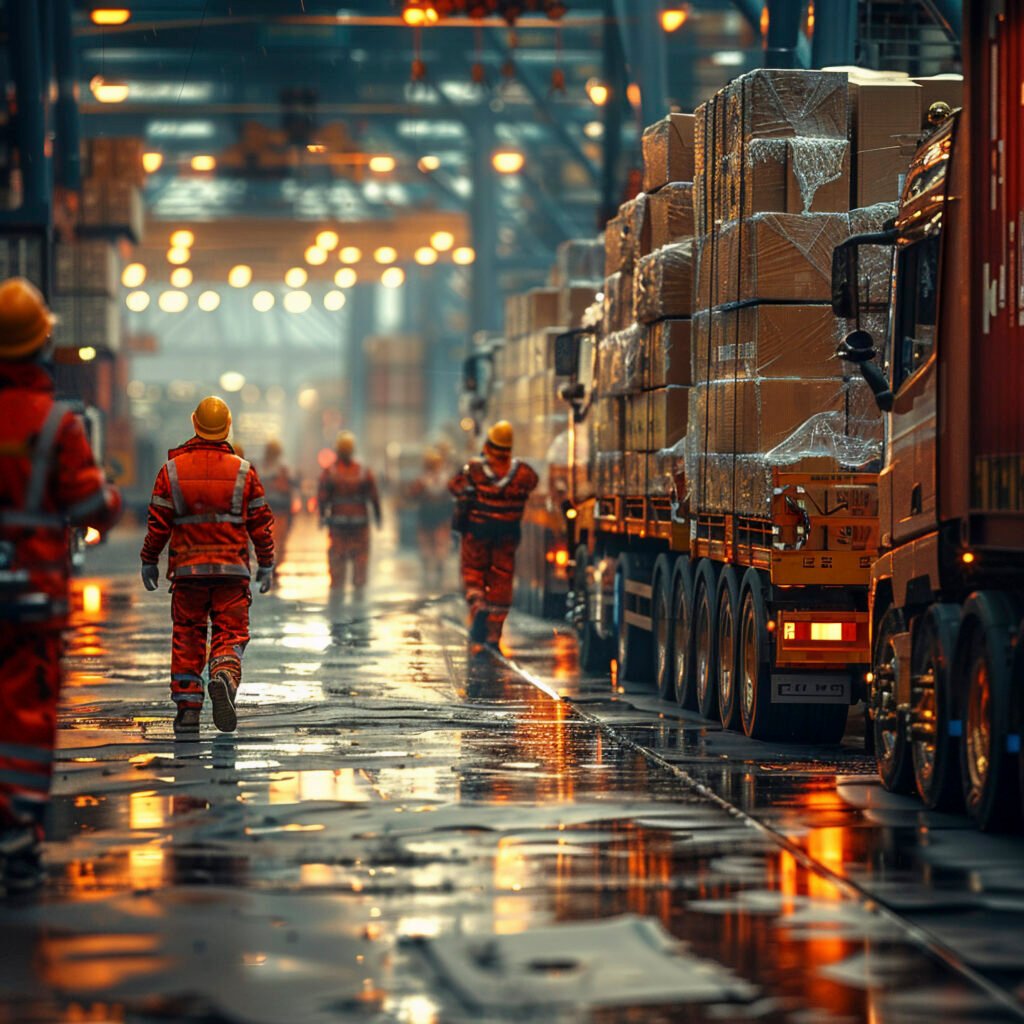 scene with photorealistic logistics operations proceedings